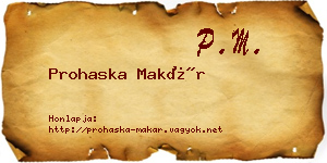 Prohaska Makár névjegykártya